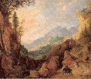 Momper II, Joos de Mountainous Landscape with a Bridge and Four Horsemen china oil painting reproduction